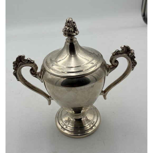 Vintage Sugar Bowl With Lid Ornate Handles Silver-plated. - Picture 1 of 9